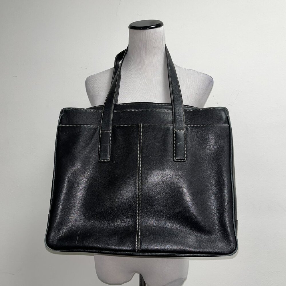 Coach black leather computer tote ipad bag